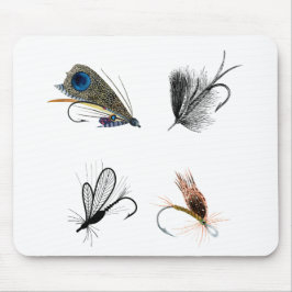 4 Trockene Angelfliegen. Outdoorsmen Sportsmen Mousepad
