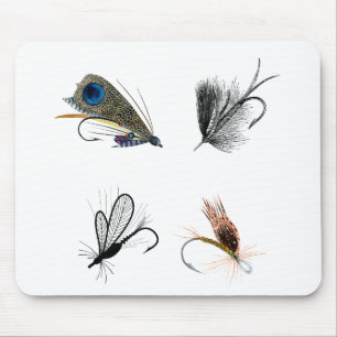 4 Trockene Angelfliegen. Outdoorsmen Sportsmen Mousepad