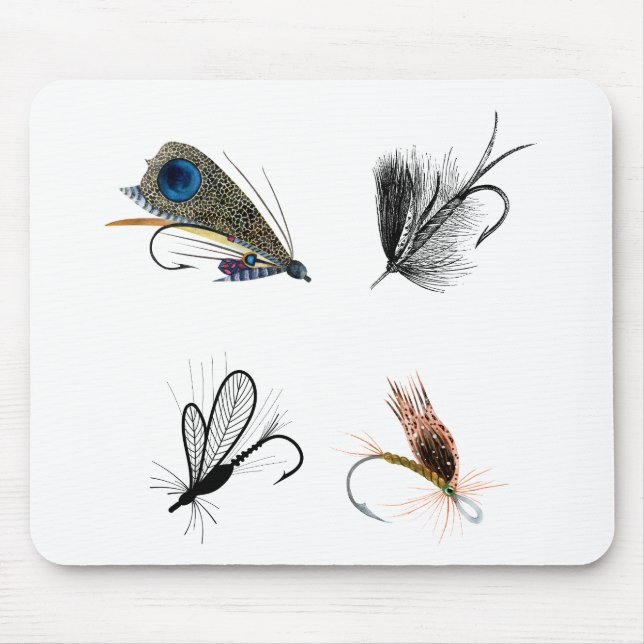 4 Trockene Angelfliegen. Outdoorsmen Sportsmen Mousepad (Vorne)