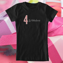 4 und fabelhafte 4. Geburtstag pink weiß schwarz T-Shirt