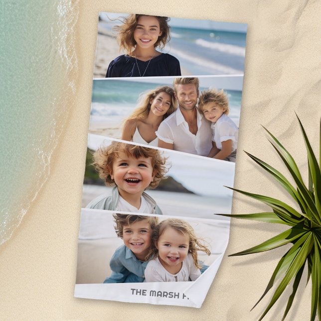 4 Uneven FotoCollage - Funky Quadrilateral Art Strandtuch (Personalized Beach Towel with Photos and Text)