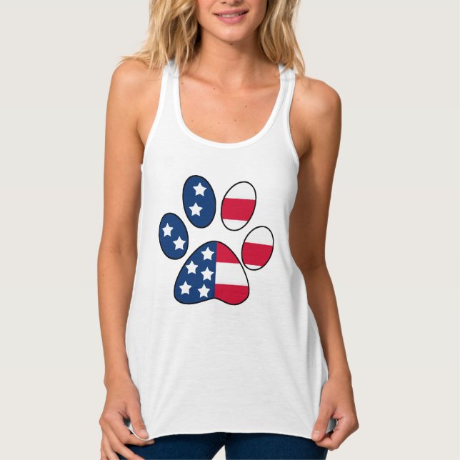 4. US Flagge-Tatzen-Druckes Julis des Tank Top (Vorderseite)