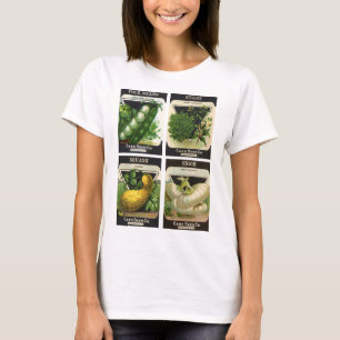 4 verschiedene Vintage-Samenpaket-Label-Kunstdesig T-Shirt