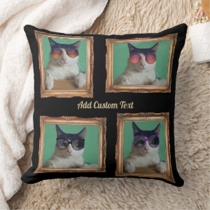 4 Vintage Bilderrahmen-Katzen-Familie Kissen