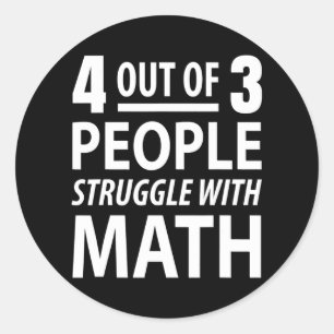 4 von 3 Menschen kämpfen mit Mathe Runder Aufkleber