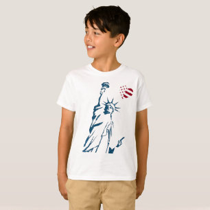 4. von Juli-Freiheits-Statue-Herz US-Flagge T-Shirt