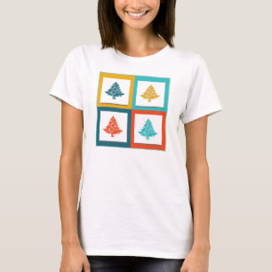 4 Weihnachtsbaumen Retro Design T-Shirt