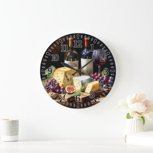 #4 Wein und Käse Große Wanduhr