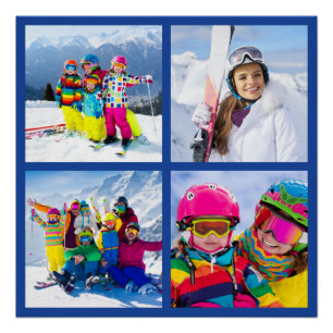 4 Winterferien-Foto-Gitter-Collage Blau 20X20 Poster