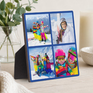 4 Winterferien-Foto-Raster-Collage Blau Fotoplatte