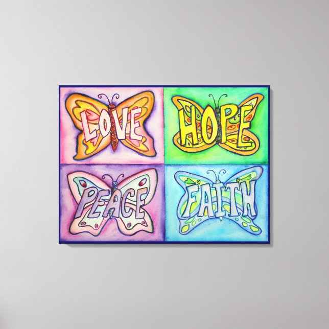 4 Wörter Schmetterlingswinge gezackte Leinwand Mal (Vorderseite)