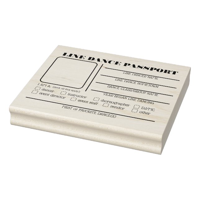 4" x 5" LINIE DANCE PASSPORT ID Gummi Briefmarke Gummistempel (Stempel)