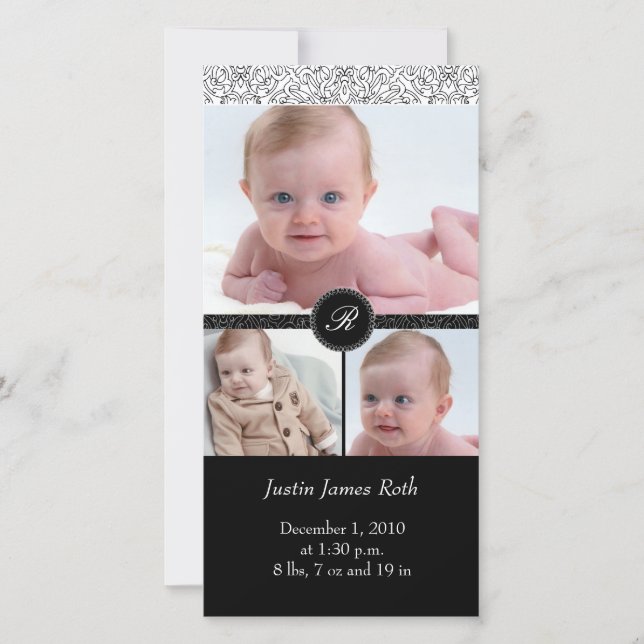 4 x 8 Fotokarte Elegant Weiß (V) Ankündigung (Vorderseite)