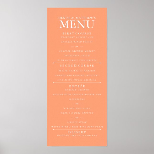 4" x 9" Cantaloupe Wedding Menu Poster (Vorne)