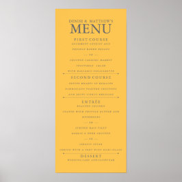 4" x 9" Coffodic Yellow Wedding Menu Poster