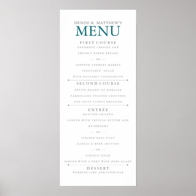 4" x 9" Harbour Blue Menu Poster (Vorne)