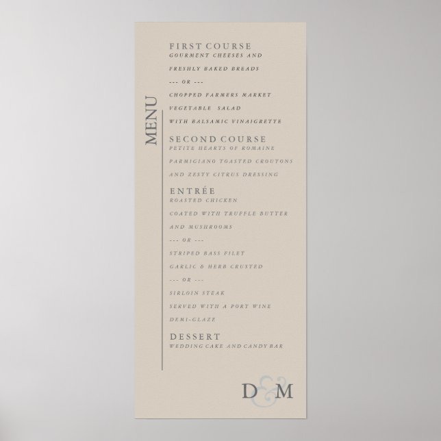 4" x 9" Perfekt blass Wedding Menu Poster (Vorne)