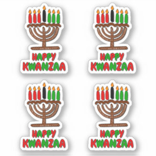 4 x Happy Kwanzaa Red Yellow Green Candles Aufkleber