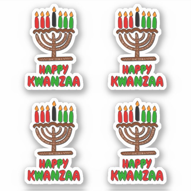 4 x Happy Kwanzaa Red Yellow Green Candles Aufkleber (Vorderseite)