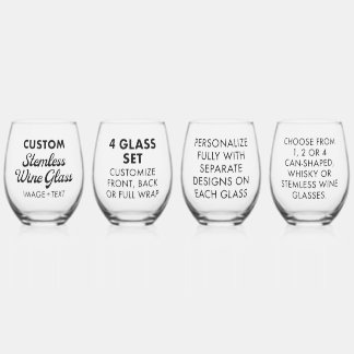 4 x Personalisiertes Edelstahlglas 16oz Weinglas Ohne Stiel