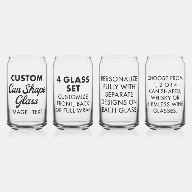 4 x Personalisiertes Formglas 16oz Dosenglas (Vorderseite)