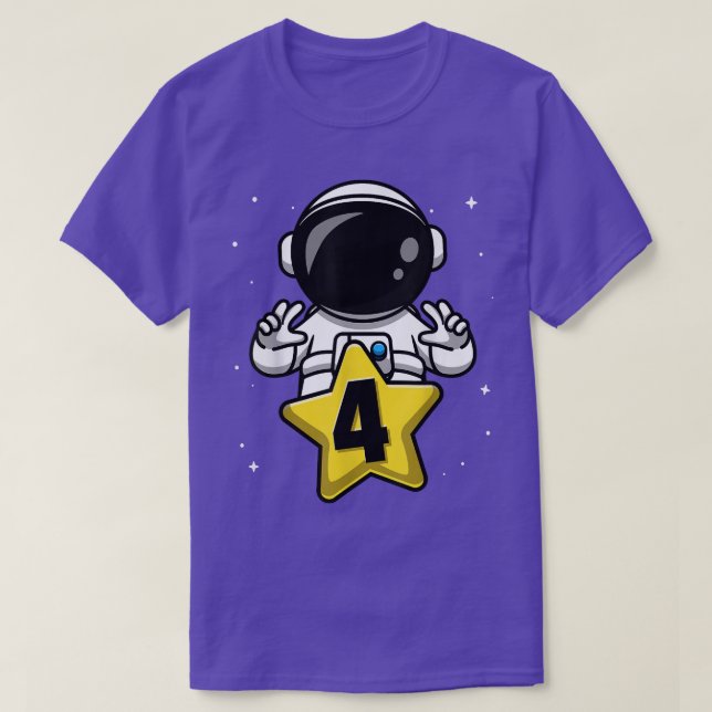 4 Year Old Birthday Boy Astronaut  4th Bday Party  T-Shirt (Design vorne)