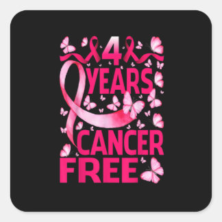 4 Years Breast Cancer Free Survivor Butterfly Quadratischer Aufkleber