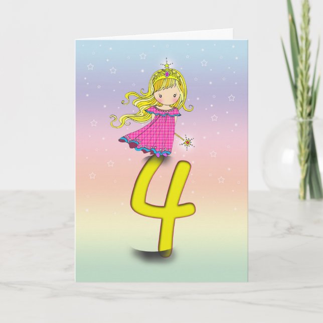 4 Years Princess Birthday Card Karte (Vorderseite)