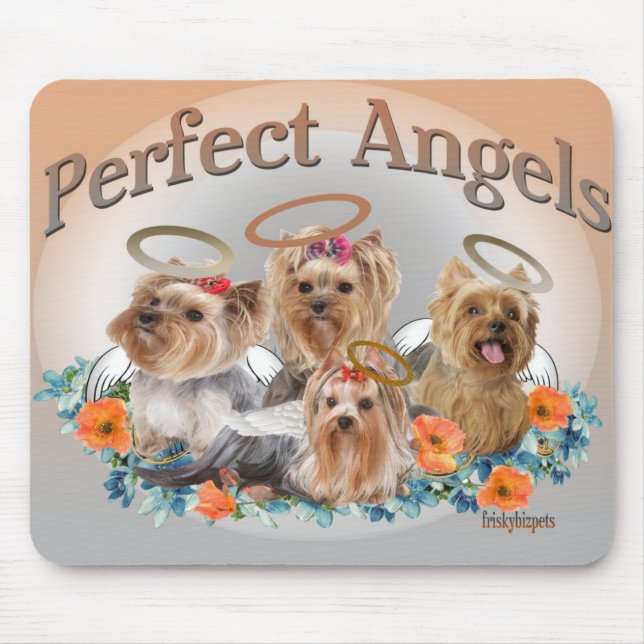 4 Yorkie perfektes Engel mousepad (Vorne)