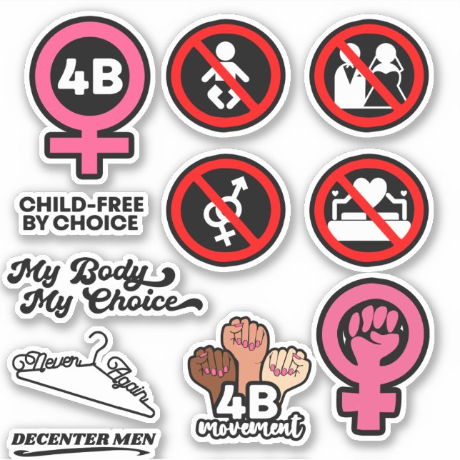 4B Movement Feminism Women Rights 4B Sticker Pack (Vorderseite)