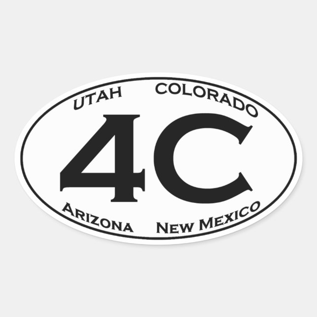 4C - Four Corners USA Oval Logo Ovaler Aufkleber (Vorderseite)