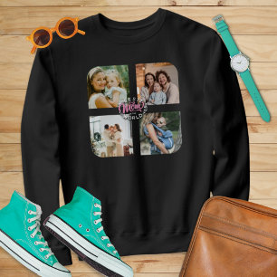 4er Foto Collage Familien Erinnerung Muttertag Sweatshirt