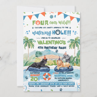 4Ever Wild Animals Pool Party Geburtstag Einladung