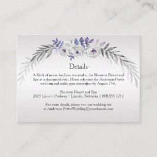 #4Lila Silbergrau-Blütendetails-Einschließkarten Begleitkarte