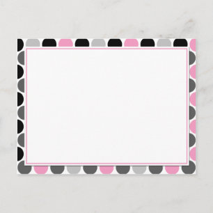#4Moderne rosa graue schwarze Kreise Rezeptkarten Postkarte