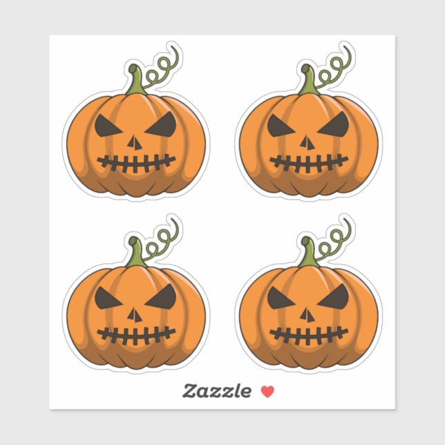 4PC Pumpkin Stickers - Halloween Jack-o' Lantern Aufkleber (Blatt)