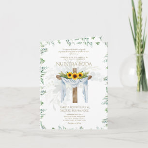 4PG Elegante Invitación De Boda Católica Bilingüe Einladung