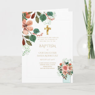 4pg Floral BAPTISM Einladungen - Programm