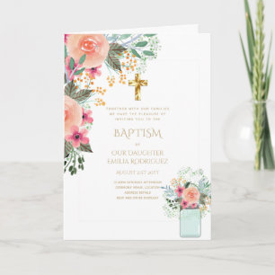 4pg Floral BAPTISM Einladungen - Programm