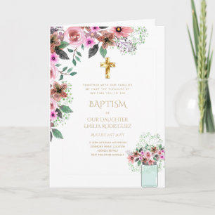 4pg Floral BAPTISM Einladungen - Programm