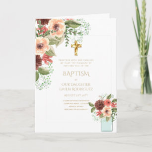 4pg Floral BAPTISM Einladungen - Programm