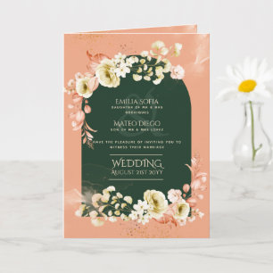 4pg Hispanic Floral Wedding Program Bilingual Chic Karte