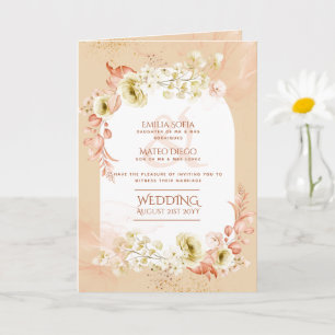4pg Hispanic Floral Wedding Program Bilingual Chic Karte