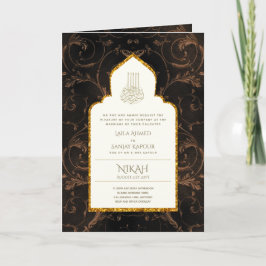 4pg NIKAH WALIMA Invite Gold Verziert islamisch Karte