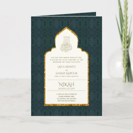 4pg NIKAH WALIMA Invite Gold Verziert islamisch Karte
