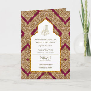 4pg NIKAH WALIMA Invite Red Gold Verziert Karte