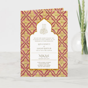 4pg NIKAH WALIMA Invite Red Gold Verziert Karte