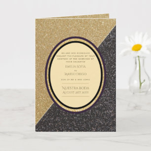 4pg Spanische BODA Einladungen, Gold Black Wedding Karte