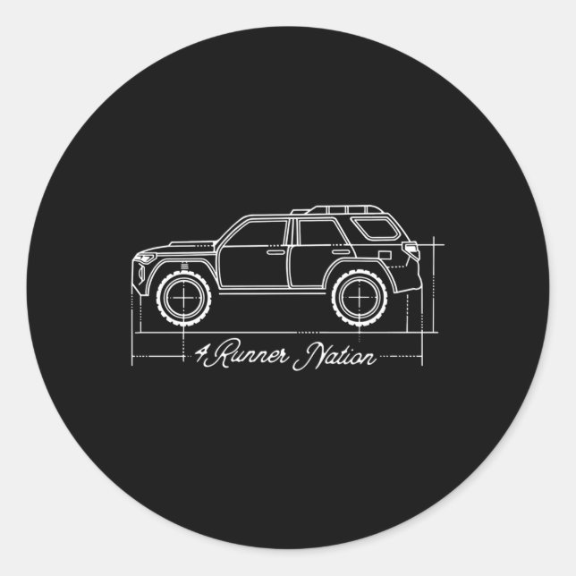 4Runner Nation 5Th Gen 4R Blueprint Runder Aufkleber (Vorderseite)
