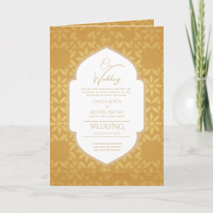 4seitige Gold Verziert WEDING Invite Program Moder Karte